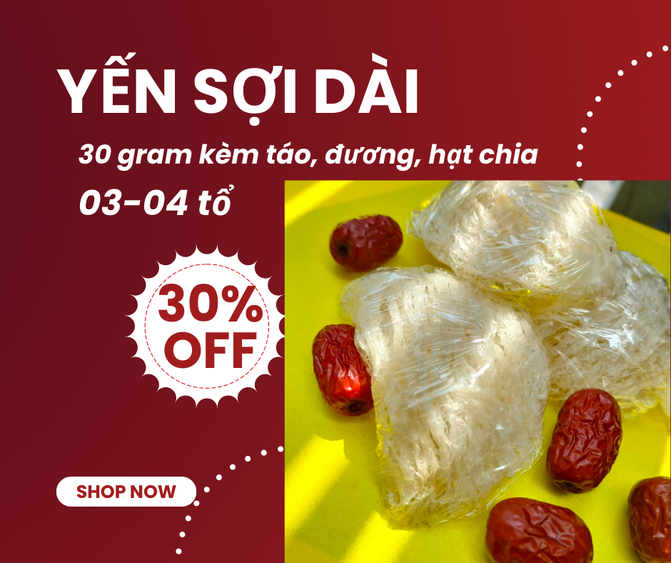 Hộp 30gram yến sợi dài gân kèm đồ chưng ngon