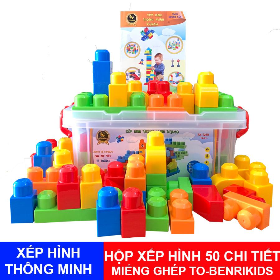 Đồ Chơi Xếp Hình Vijago 50 Chi Tiết Miếng Ghép To,Đồ Chơi An Toàn Hàng Việt Nam,Đồ Chơi Thông Minh Cho Bé