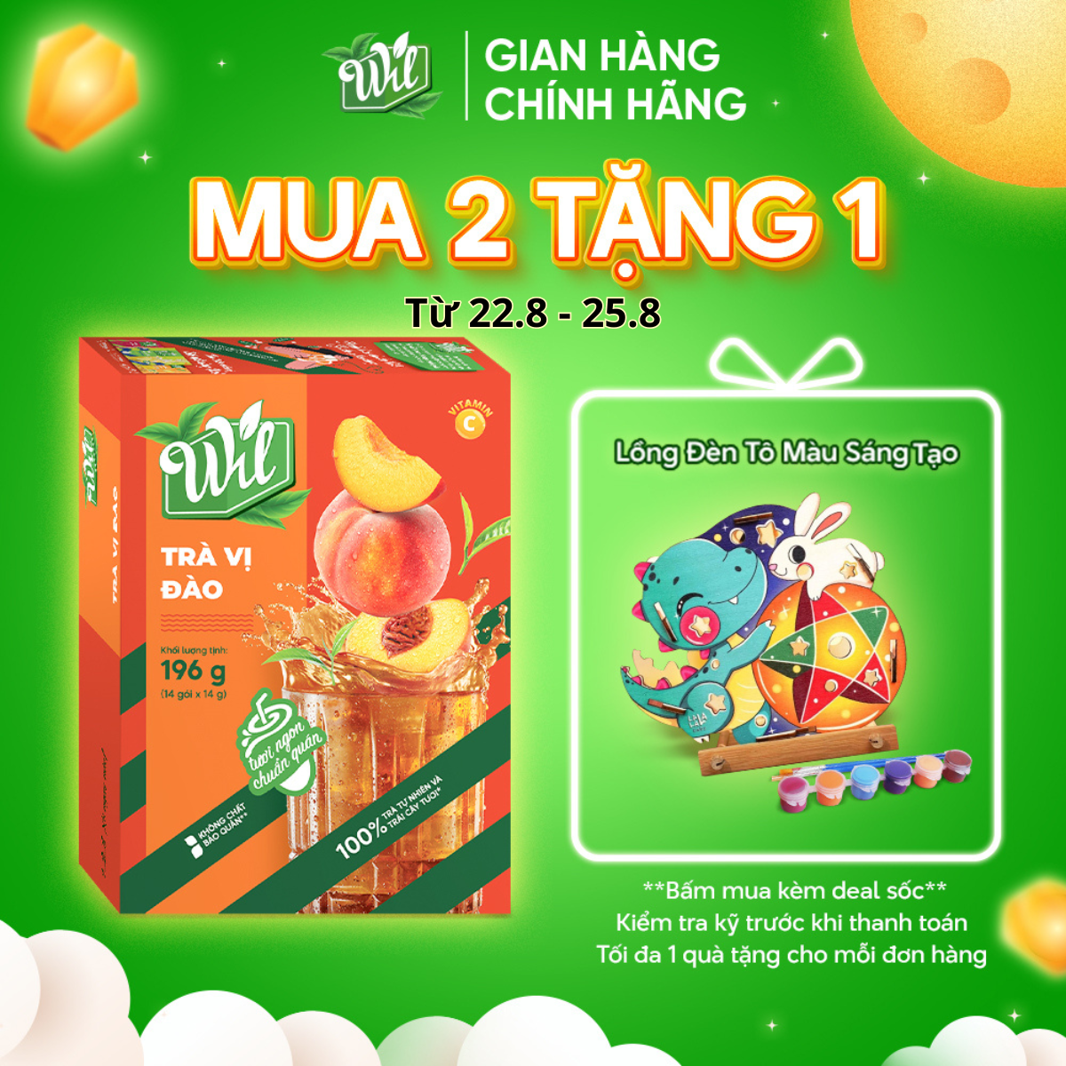 Trà đào Wil trà hòa tan giải khát hộp 196g