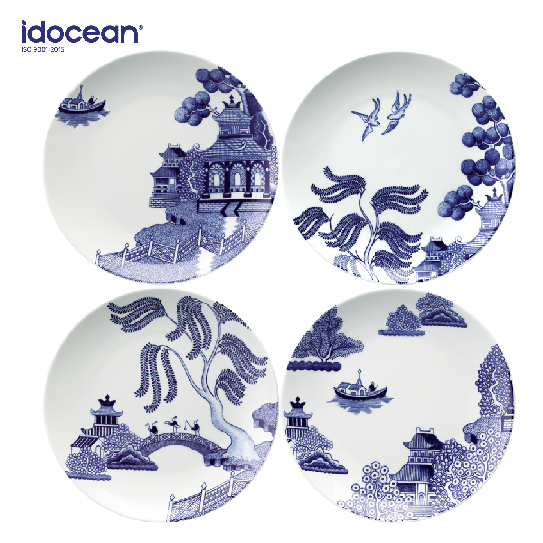 Bộ 4 Dĩa Sứ 21cm Họa Tiết LOVERAMICS (Assorted Salad Plate) - Bộ Sưu Tập Willow Love Story