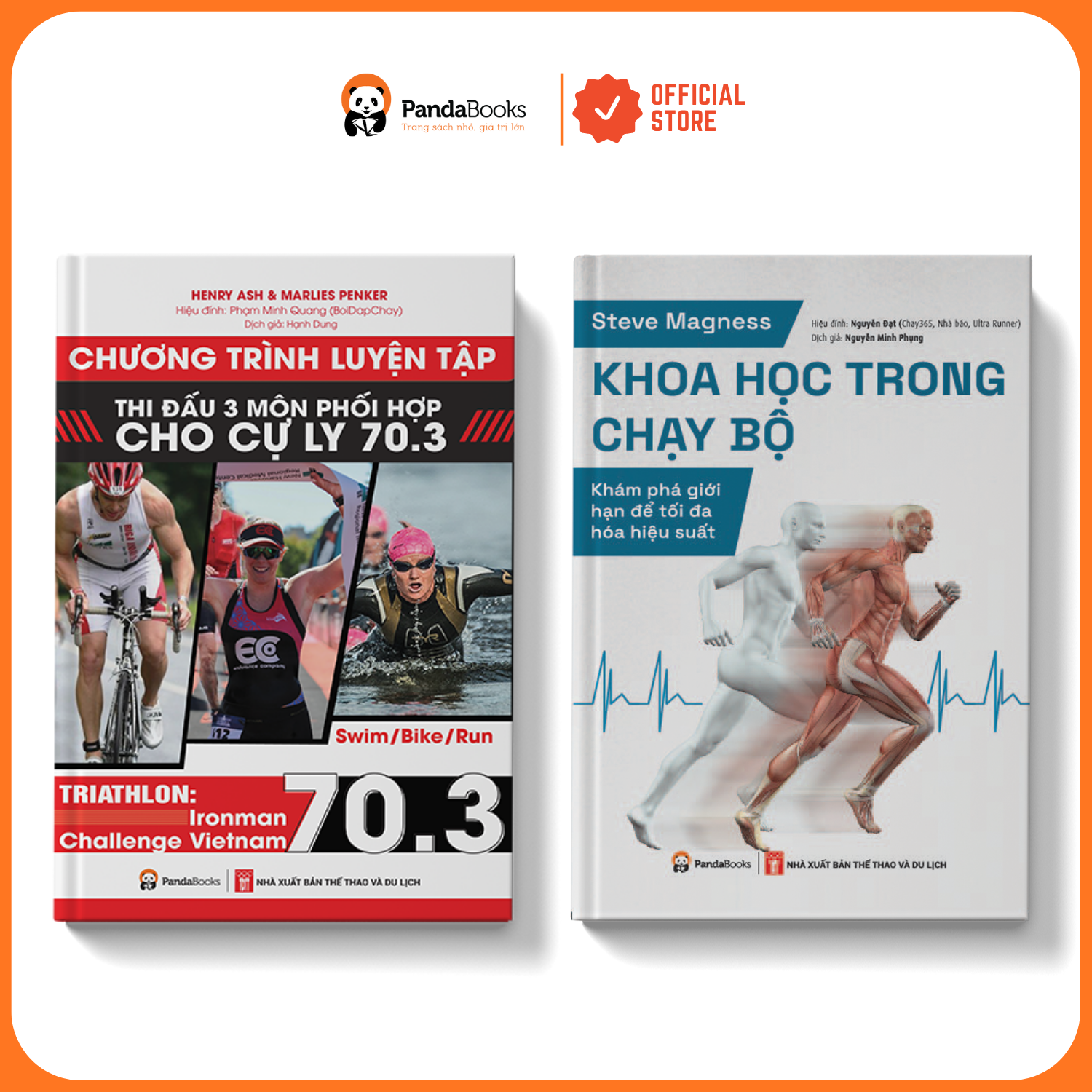 Sách - Combo 2 cuốn Khoa học trong chạy bộ + Chương trình luyện tập thi đấu 3 môn phối hợp cho cự ly 70.3 [PANDABOOKS]