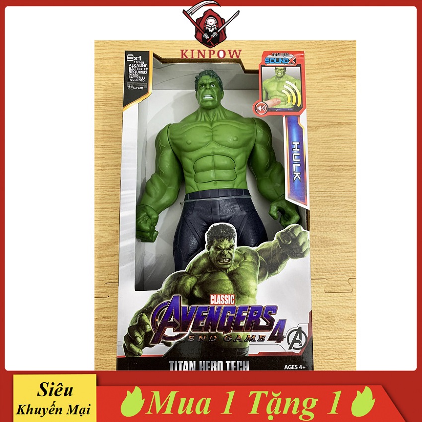 Đồ Chơi Mô Hình Hulk - Khổng Lồ Xanh Nhựa Đặc Cao 30cm Có Đèn Led Đỏ Và Phát Nhạc Cao Cấp - KINPOW