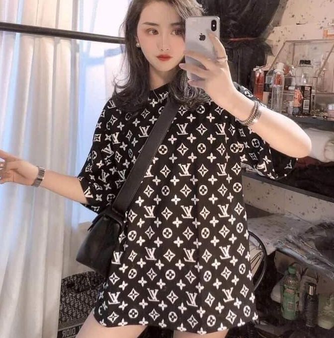 Áo thun tay lỡ họa tiết in kín áo phông form rộng 65kg D34