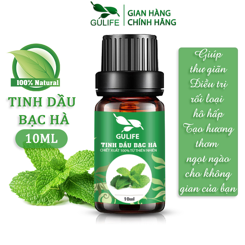 [Nguyên Chất] Tinh Dầu Bạc Hà Gulife 10ml - Chiết Xuất 100% Từ Thiên Nhiên - Peppermint Oil 100% Nature
