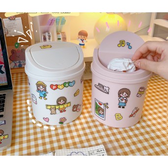Thùng rác nắp lật kích cỡ mini để bàn đa năng tiện dụng siêu xinh
