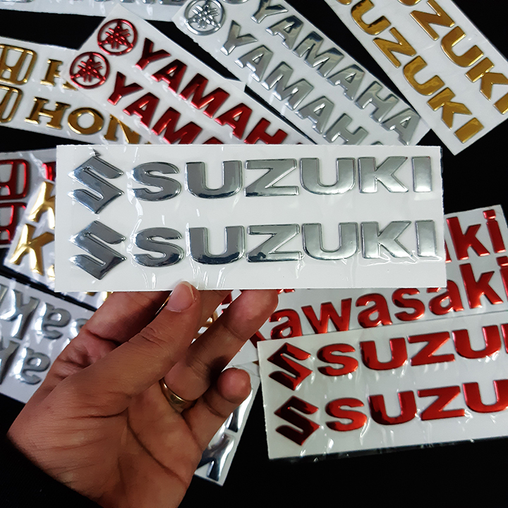 Bộ 2 miếng dán nổi chữ Suzuki (bạc)