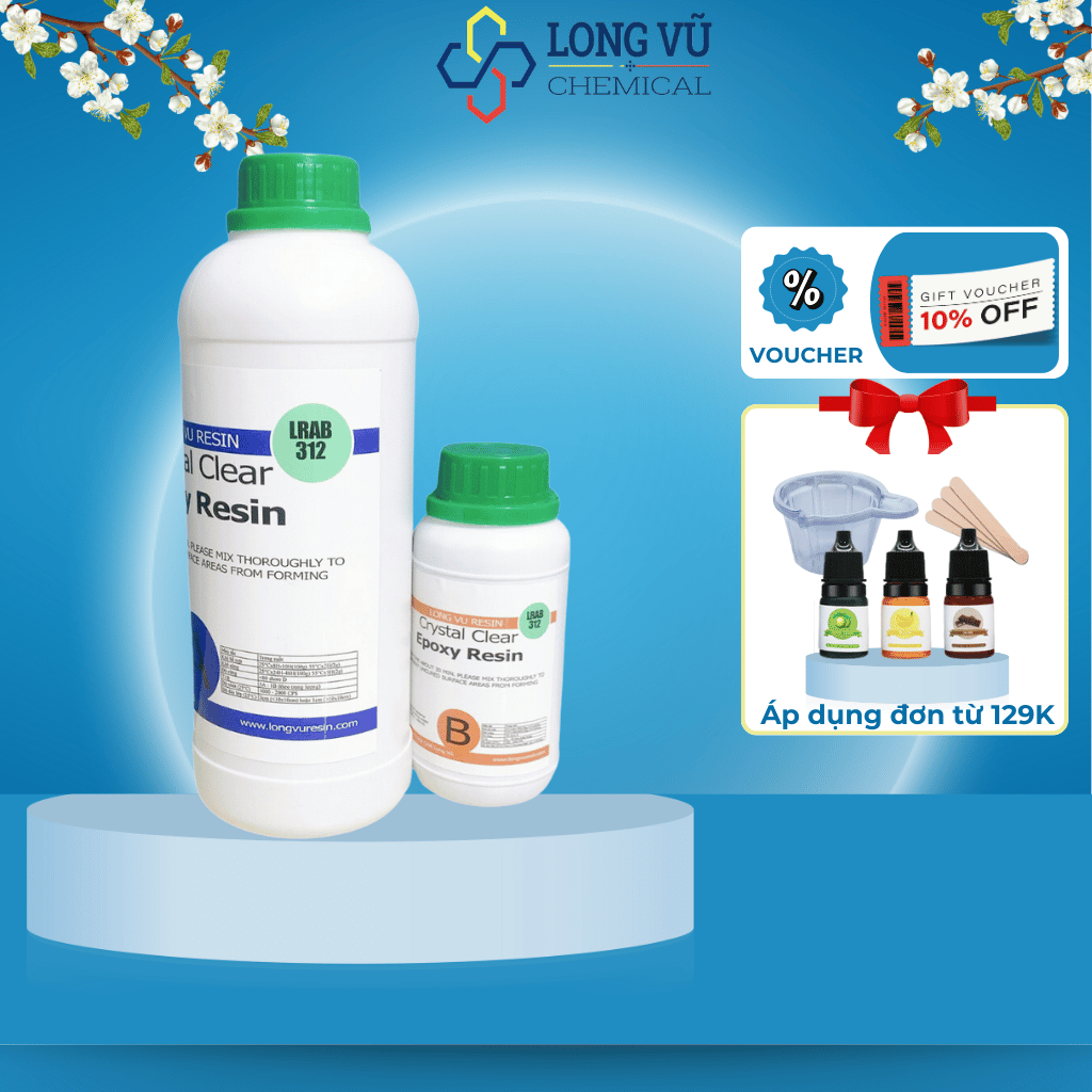 Keo Epoxy Trong Suốt Loại Tốt LRAB312 - Crystal Clear Epoxy Resin - Đổ Bàn Resin, Đổ Khuôn Handmade, Vẽ Cá