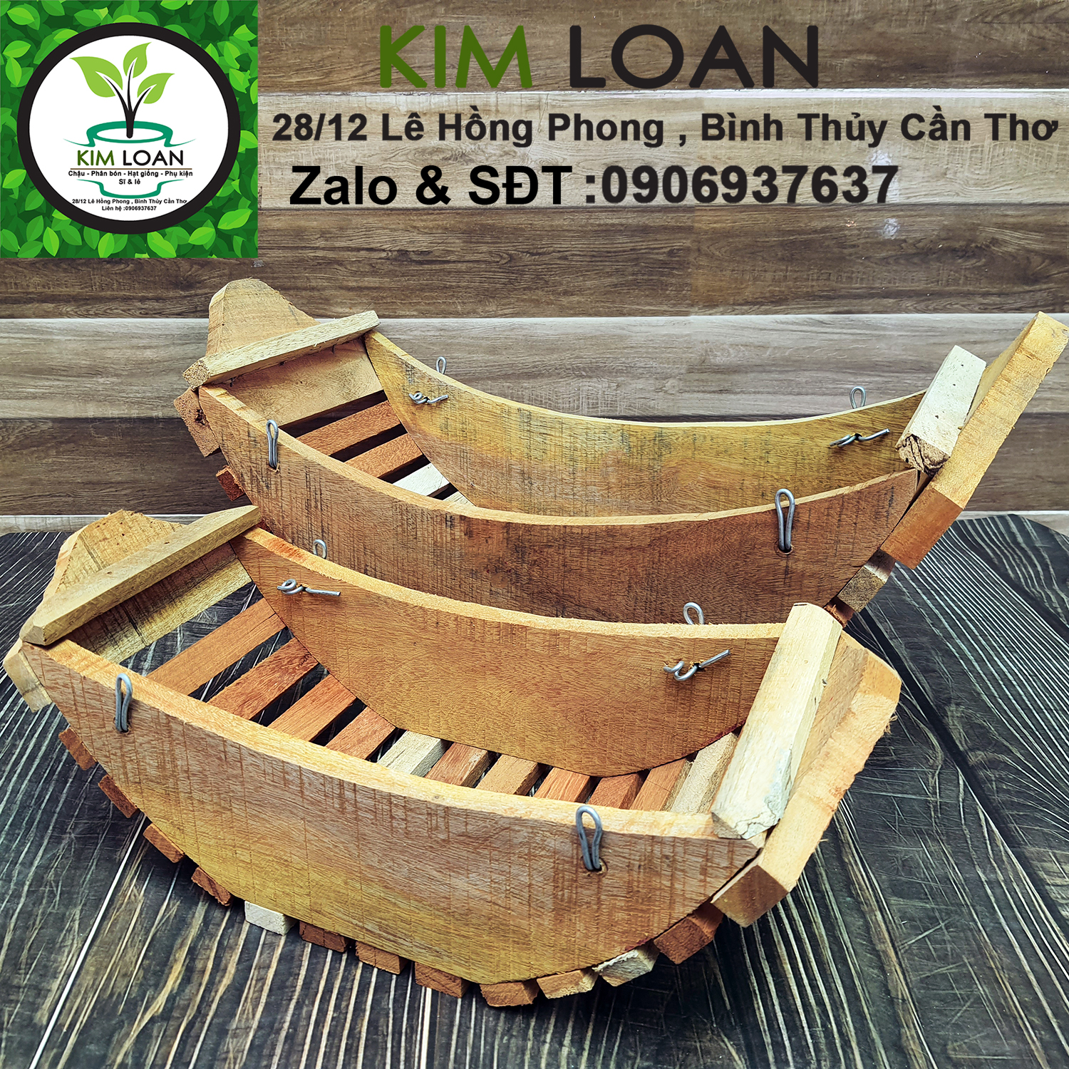 Chậu lan gỗ hình chiếc thuyền