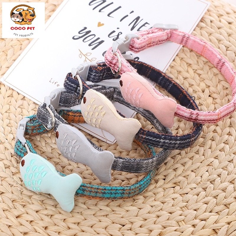 Vòng cổ cho chó mèo có nơ hình con cá