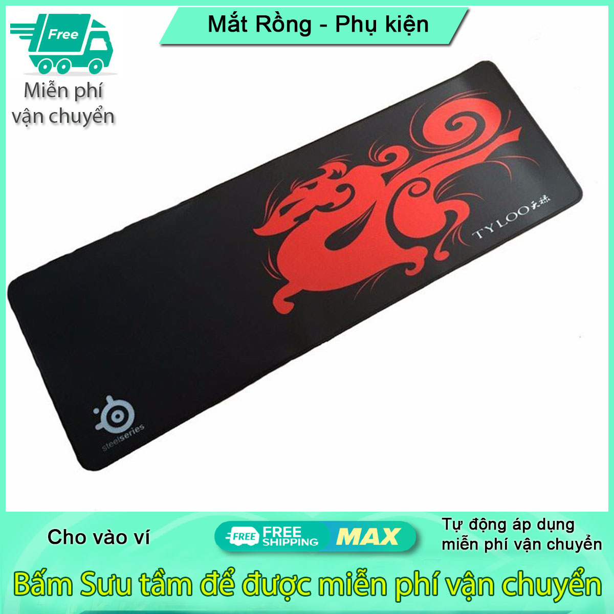 Lót chuột Bàn di chuột Tyloo kích thước khủng 70x30cm khâu viền - Lót chuột cực đại,  mouse pad, Miếng lót chuột game Tyloo cỡ lớn