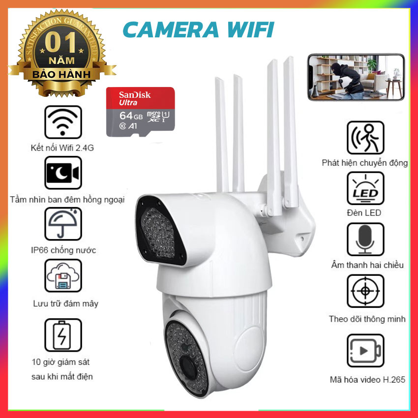 camera wifi IP ngoài trời camera 360 độ không dây camera wifi không dây mini camera an ninh gia đình camera giám sát mini Đèn Hồng Ngoại Có Màu Ban Đêm Đàm Thoại 2 Chiều Phát Hiện Chuyển Động