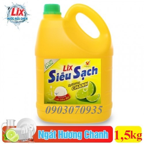 Nước rửa chén Lix Siêu sạch hương Chanh can 1.5kg Bách Hóa Giá Sỉ Tiến Dũng