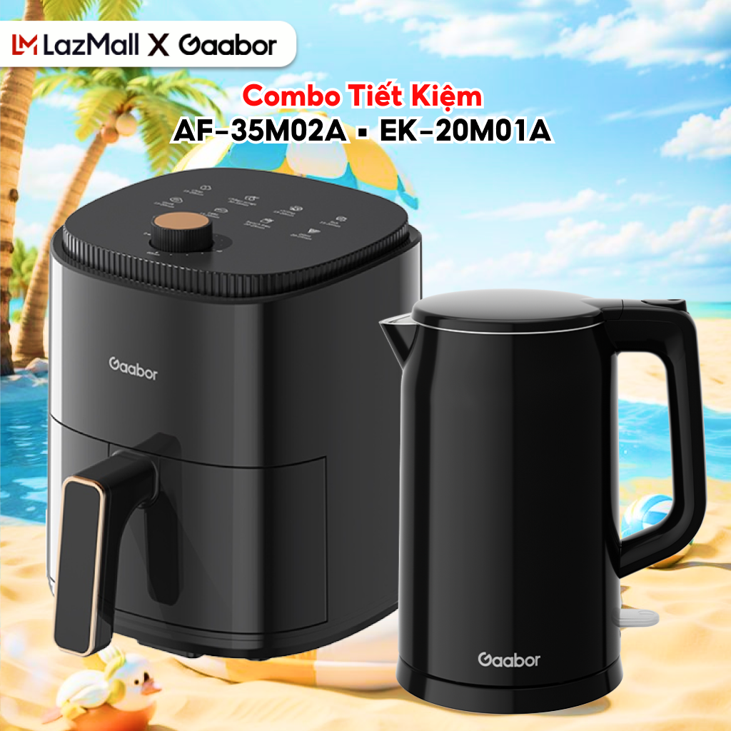 Combo Gaabor 63 Nồi chiên không dầu 3.5L AF-35M02A và ấm đun siêu tốc 2L EK-20M01A - Bảo hành 12 tháng 1 đổi 1