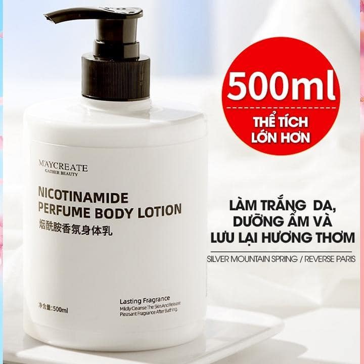 Sữa dưỡng thể cấp ẩm dưỡng trắng da maycreate 500ml