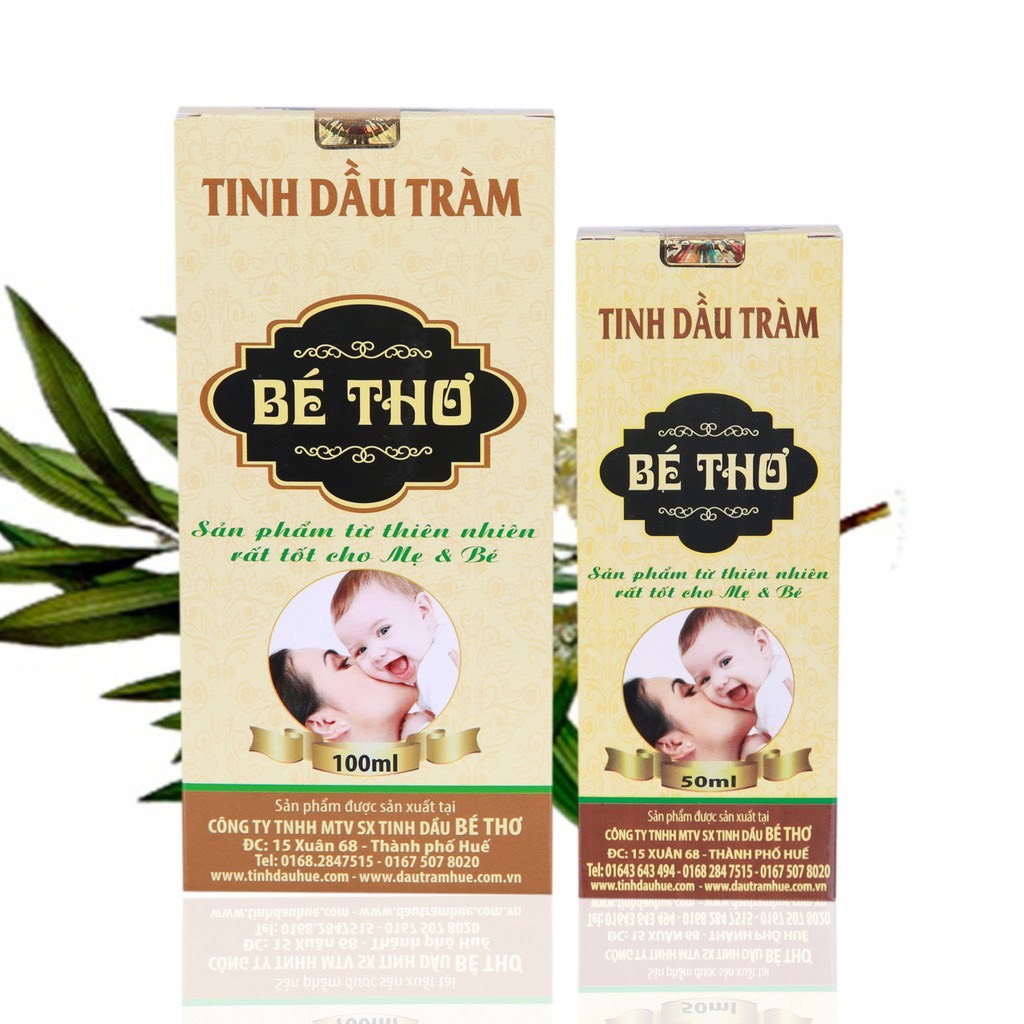 Tinh dầu tràm Nguyên Chất Bé Thơ chai vàng 50ml, dầu tràm Huế cho bé
