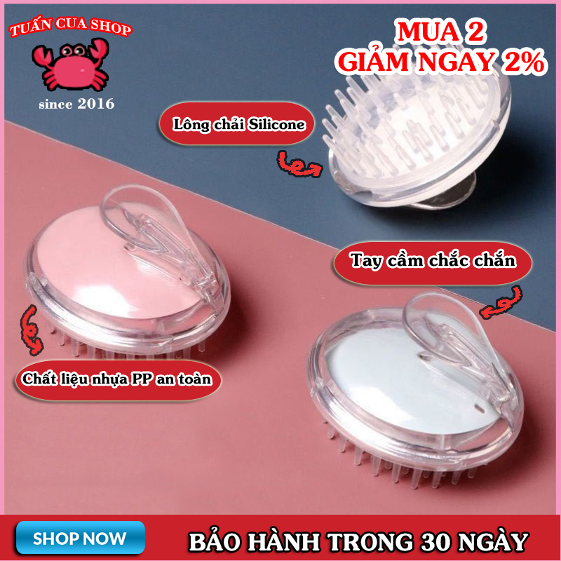 Lược gội đầu massage gai silicon, đồ dùng phòng tắm, đồ dùng tiện ích, massage da đầu, lược gội đầu thông minh (LGD02), tuancua