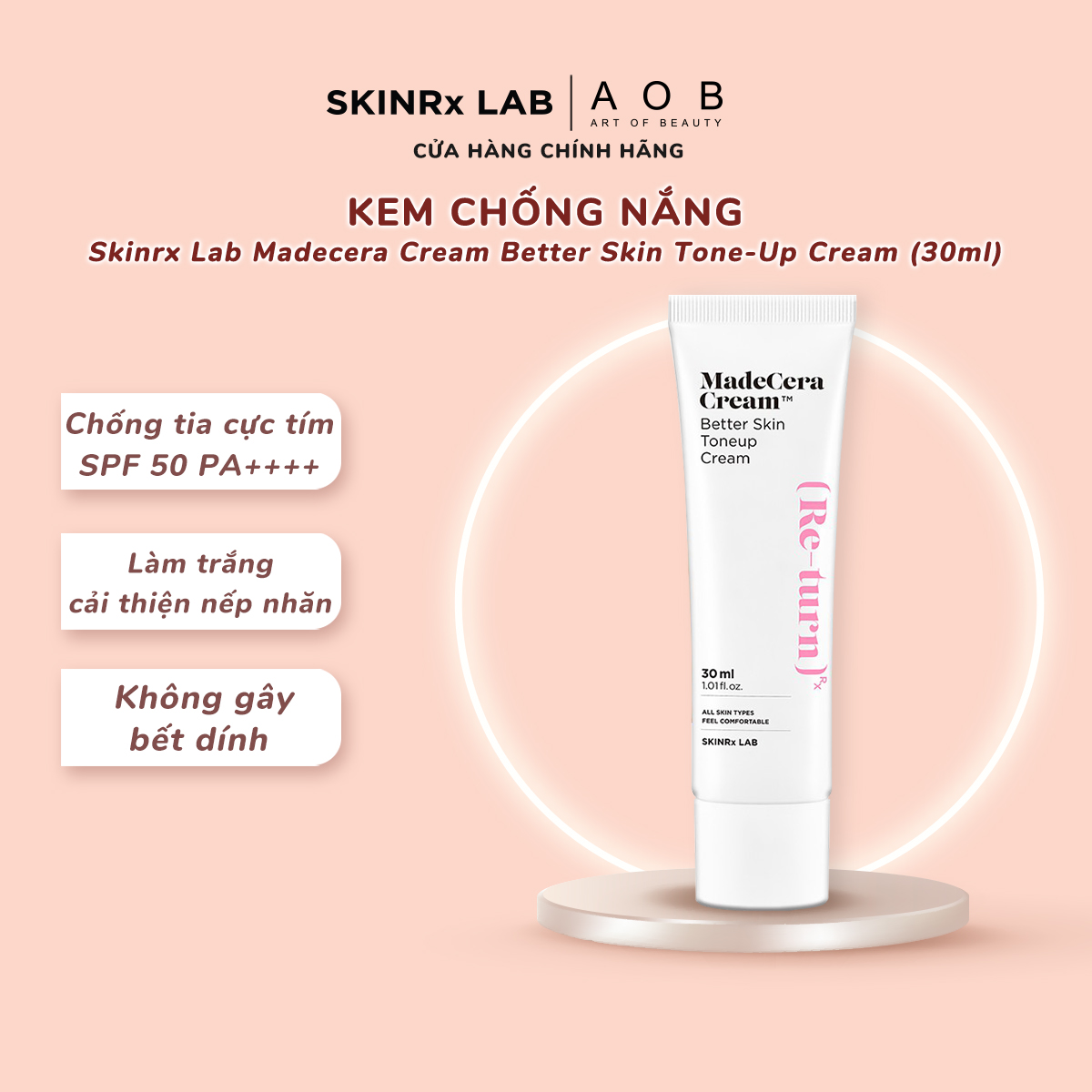 [Xả Hàng] Kem Chống Nắng Skinrx Lab Madecera Cream Better Skin Tone-Up Cream (30ml)