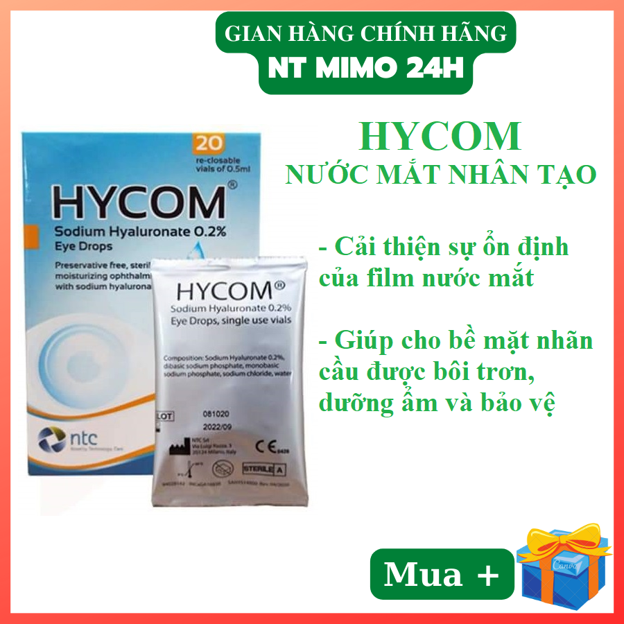 Free ship + Quà Tặng Dung dịch nước mắt nhân tạo đơn liều nhỏ mắt HYCOM