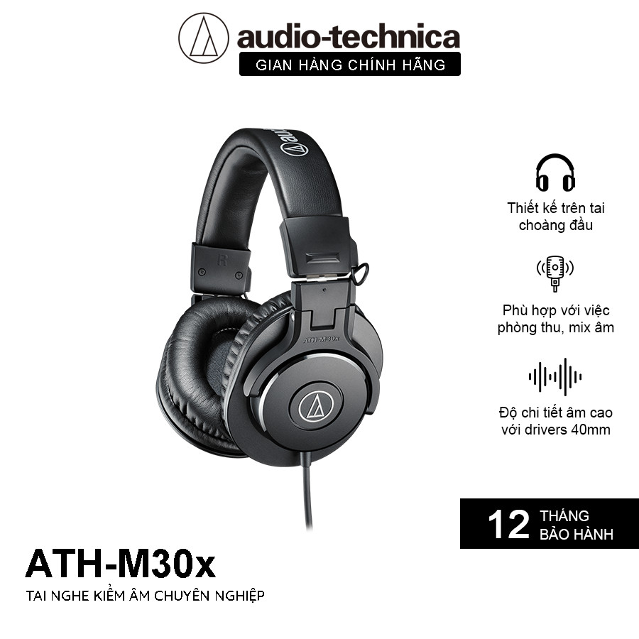 Tai nghe chụp tai professional hifi audio technica ath-m30x - hàng chính hãng