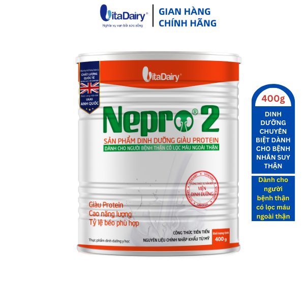 Sữa bột Nepro 2 400g dành cho người bệnh thận đã chạy thận - VitaDairy