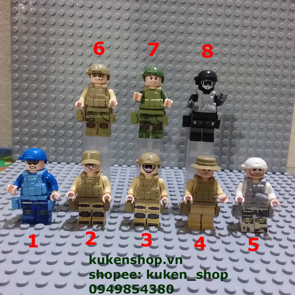 Minifigures Lính Các Loại Full Giáp Đai Và Mũ NO.388