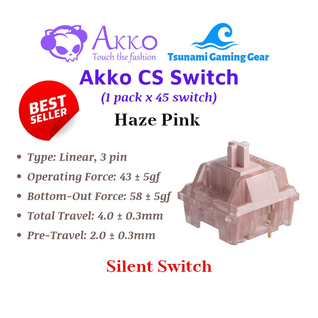 Bộ switch AKKO CS Haze Pink - Silent switch (1 pack/ 45 switch)