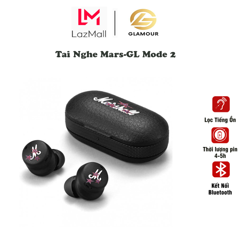 Tai Nghe Bluetooth Glamour Chính Hãng Mars Mode II , Thiết Kế Trẻ Trung Năng Động, Nút Tai Nhiều Cỡ, Pin Khỏe Đàm Thoại Tốt Chống Ồn.