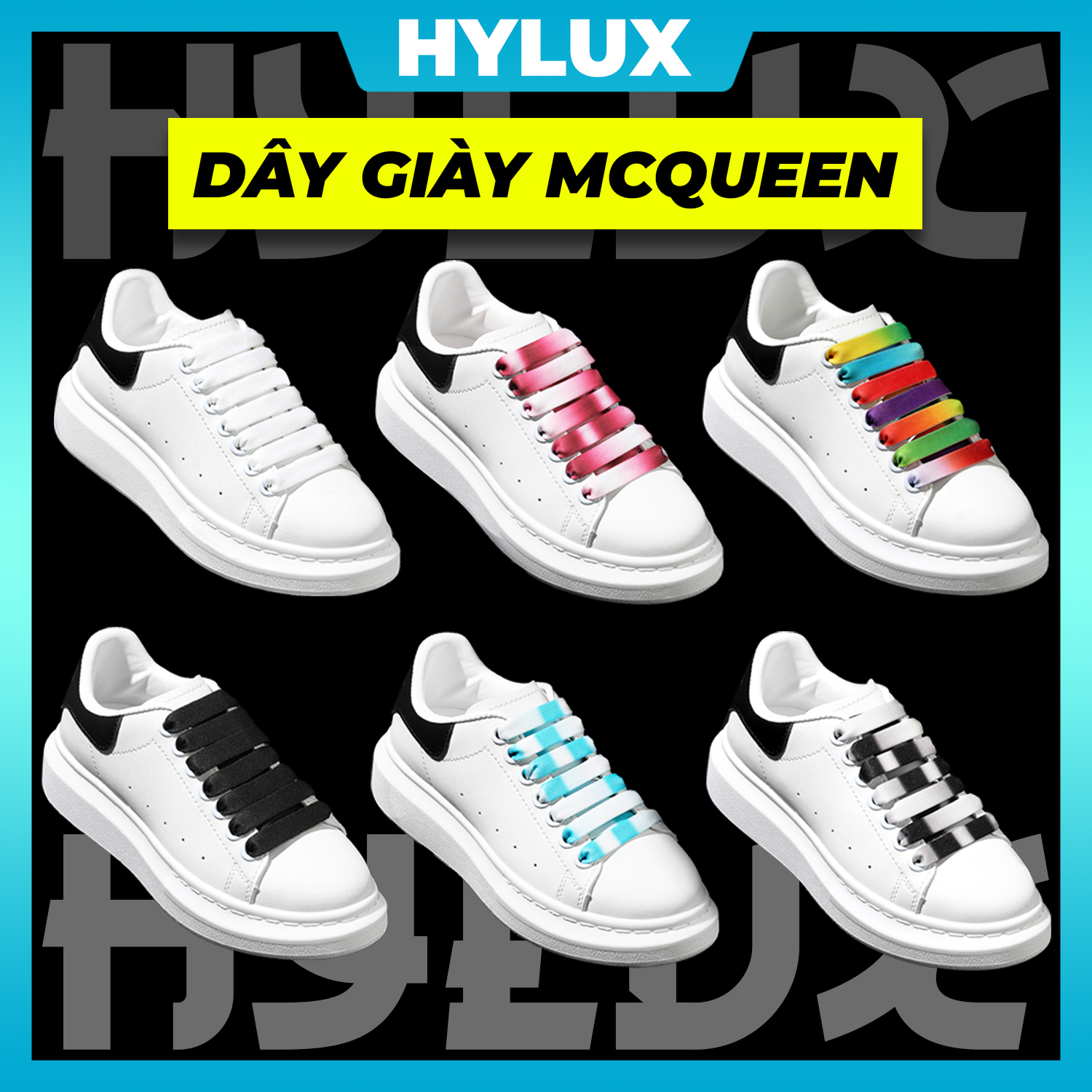 Dây giày Alexander Mcqueen bản rộng 12mm cao cấp - Dây giày MCQ