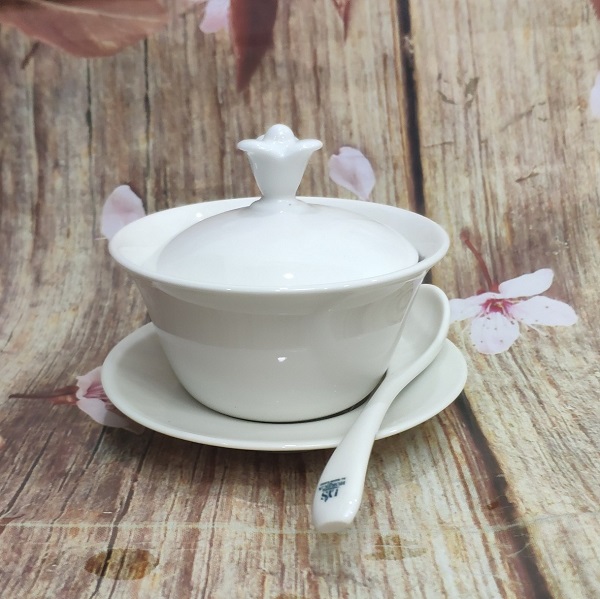 Bộ tách uống trà có nắp đậy sứ Minh Long - bộ tách uống trà có nắp đậy sứ trắng minh long