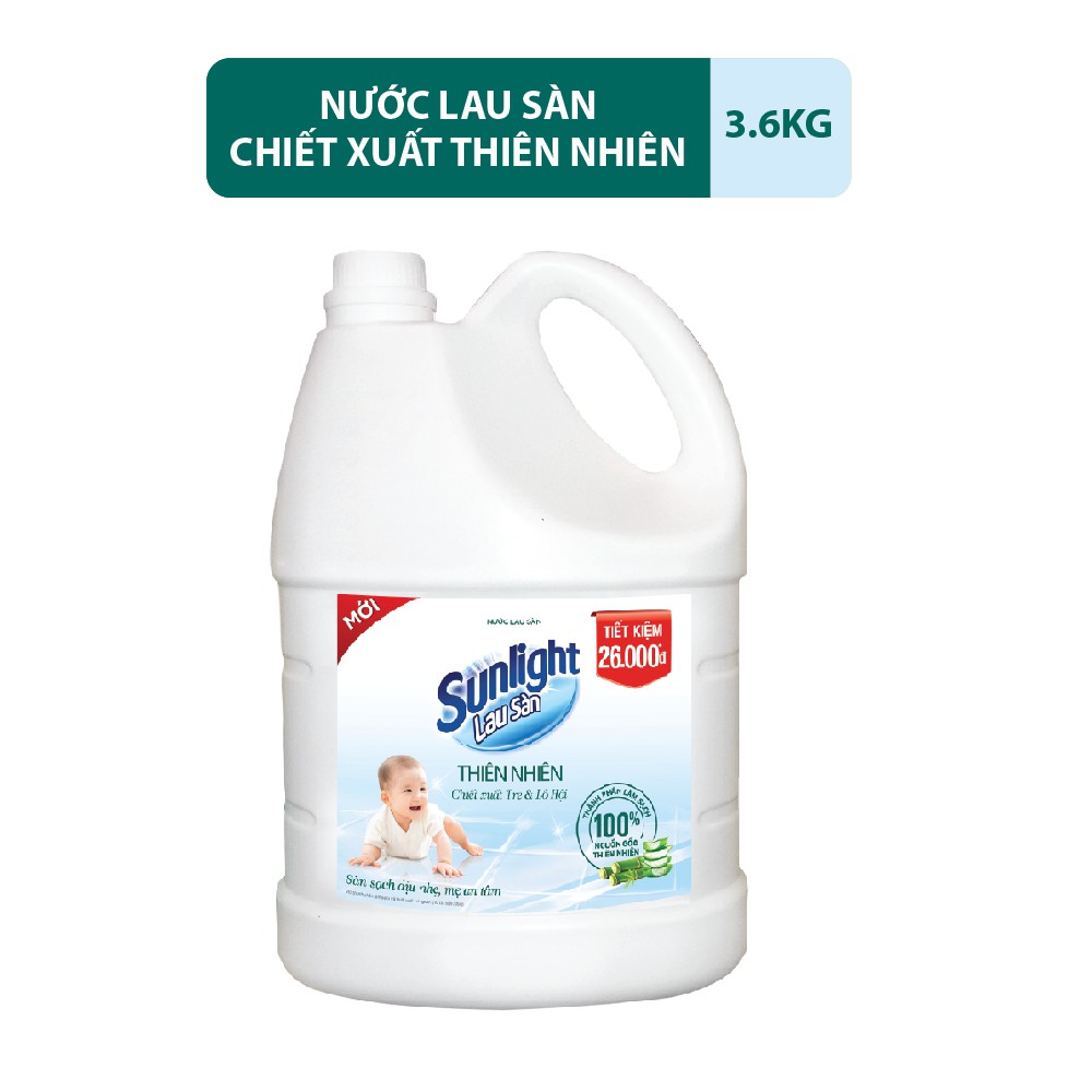 Nước lau sàn Sunlight Hương Hoa Thiên Nhiên, Sạch Dịu nhẹ - An toàn cho Da, can 3.6kg