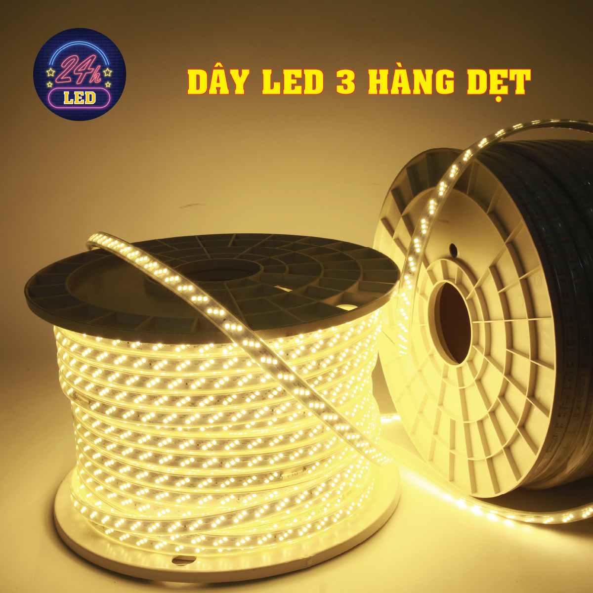 Dây led hắt trần thạch cao trang trí quấn cây siêu sáng 2 hàng 3 hàng chịu nước tốt ánh sáng vàng