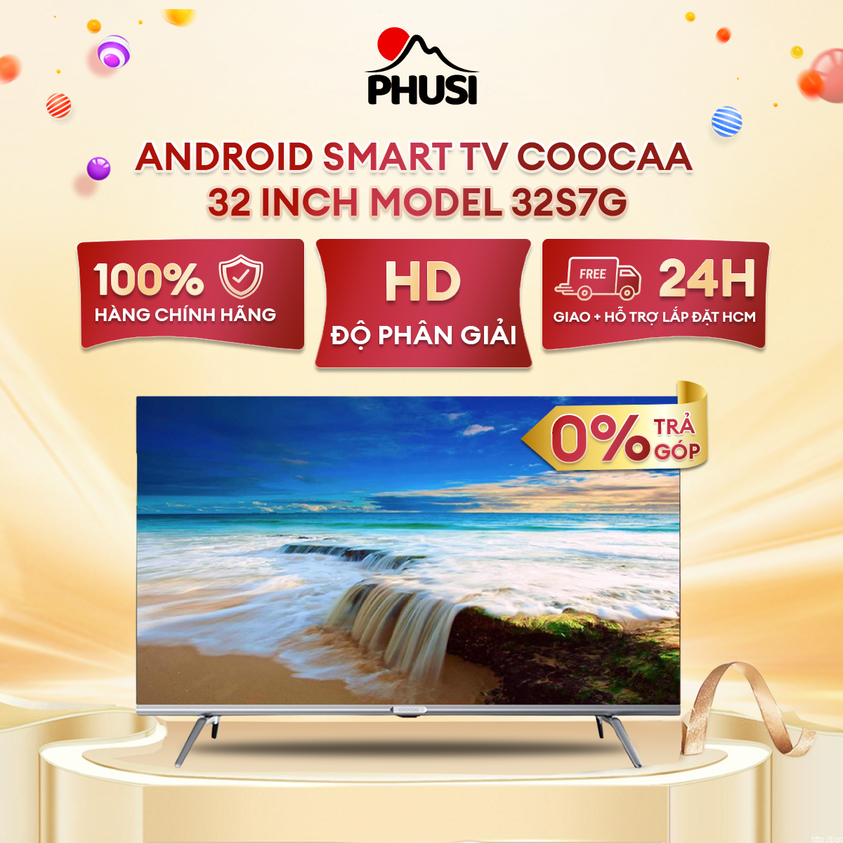 [Miễn phí giao HCM] Smart Tivi Android Coocaa 32 Inch 32S7G Android 11.0 - Giảm nhiễu tốt hơn, khôi phục hình ảnh gốc Hiệu ứng âm thanh Dolby - Hàng chính hãng