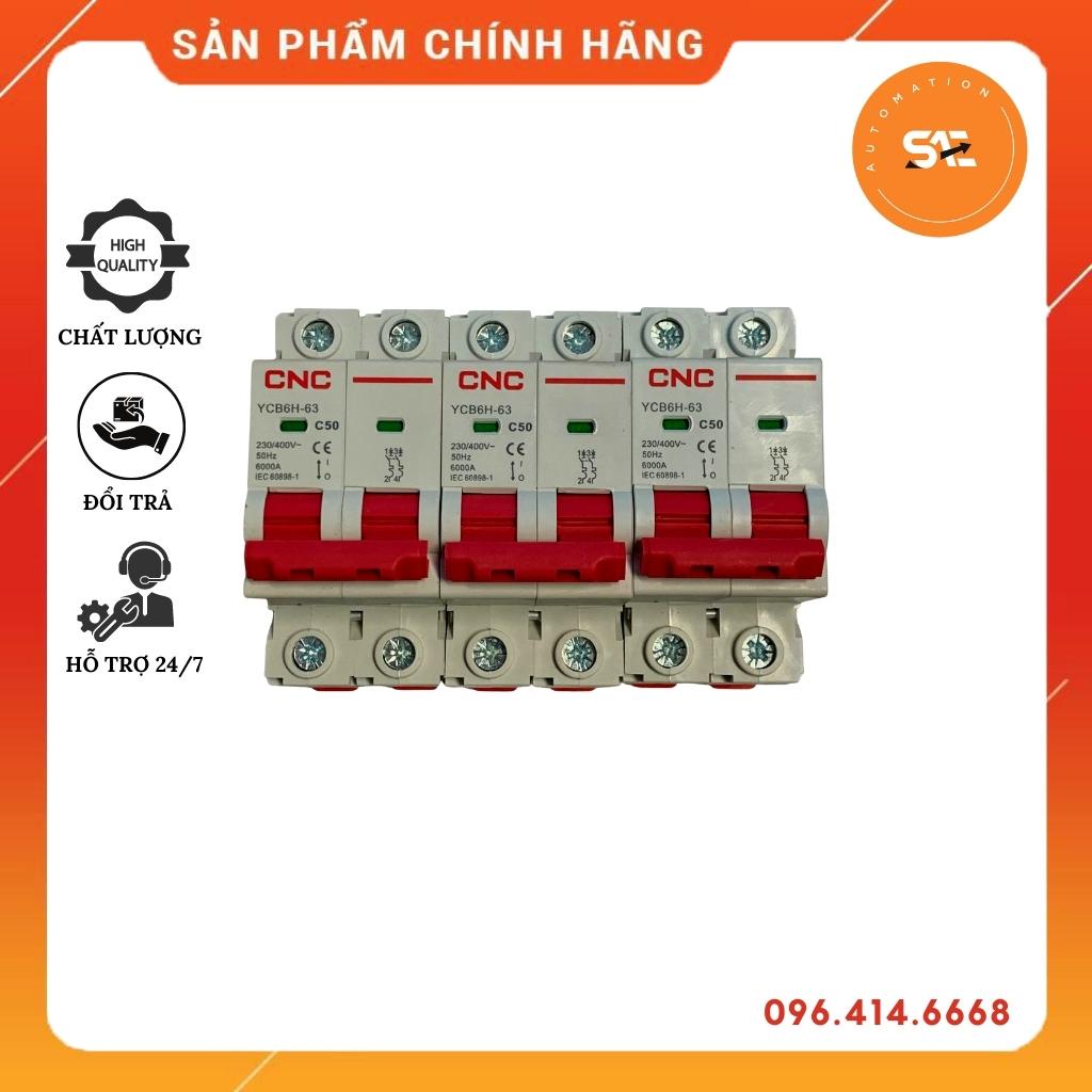 Aptomat cnc 2 pha 50a ycb6h-63 2p c50, cầu dao tự động hãng cnc electric hàng chính hãng