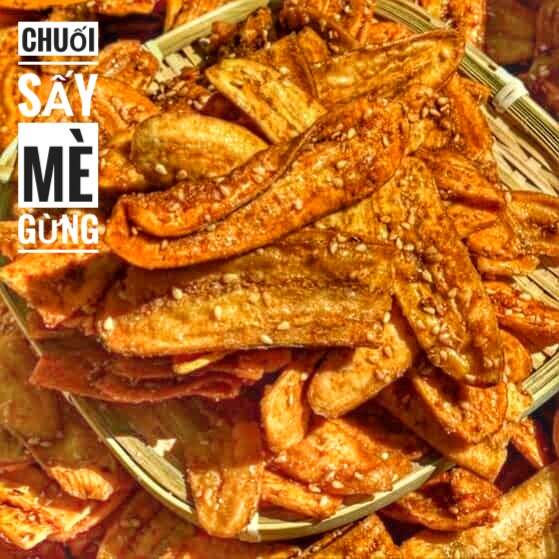 1kg chuối sấy mè gừng loại ngon - đồ ăn vặt