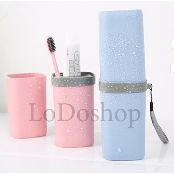 Cốc đựng bàn chải kem đánh răng 2 cốc dành cho đi công tác dã ngoại - Hộp đựng bàn chải kem đánh răng du lịch - Hộp đựng dụng cụ vệ sinh cá nhân