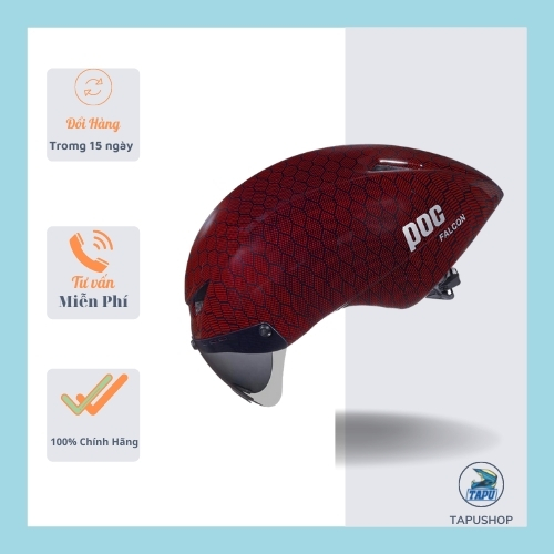 Nón xe đạp - thể thao poc falcon vân carbon đỏ
