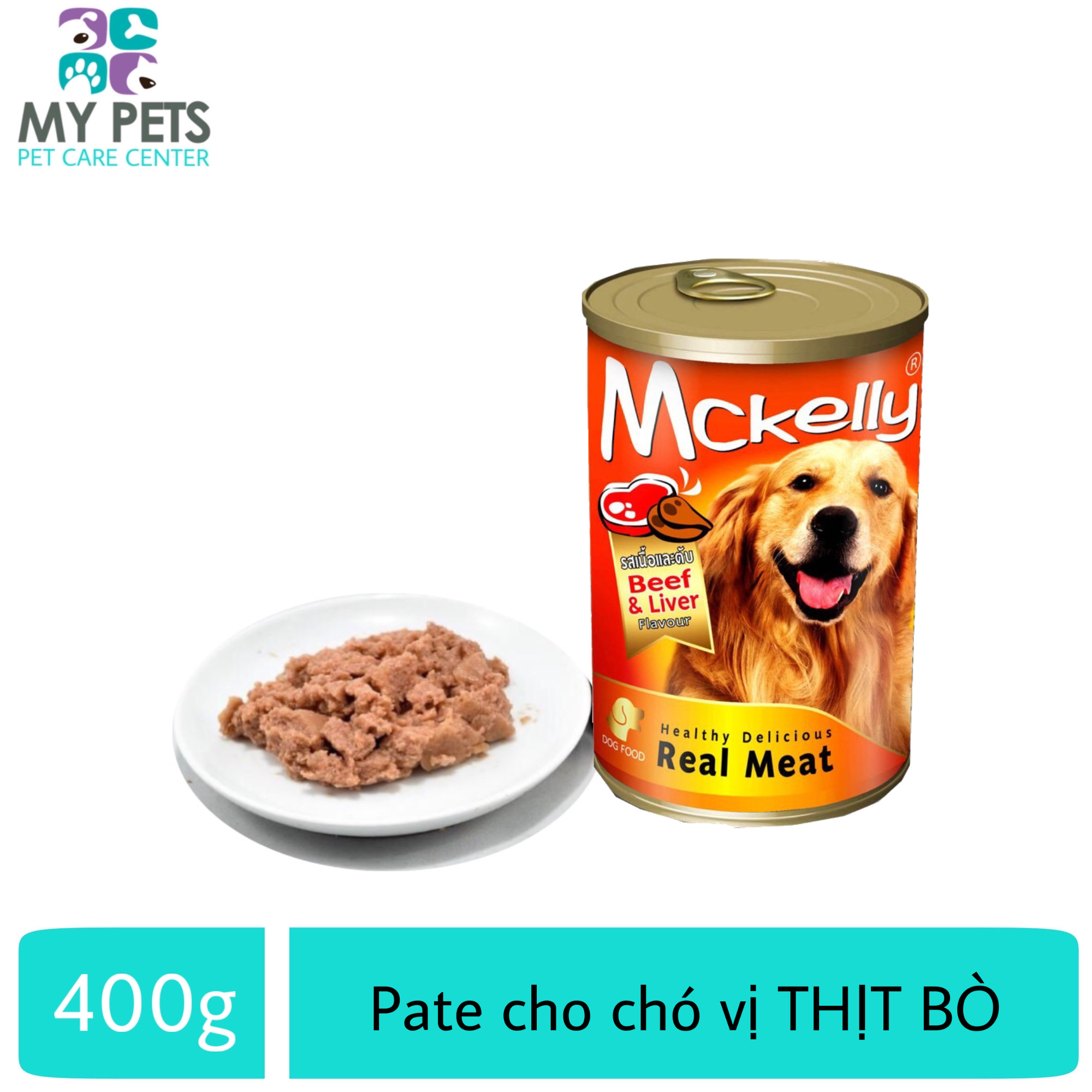 Thức Ăn Pate Mckelly Cao Cấp Hương Vị Thịt Bò Dành Cho Chó Lớn - Lon 400g