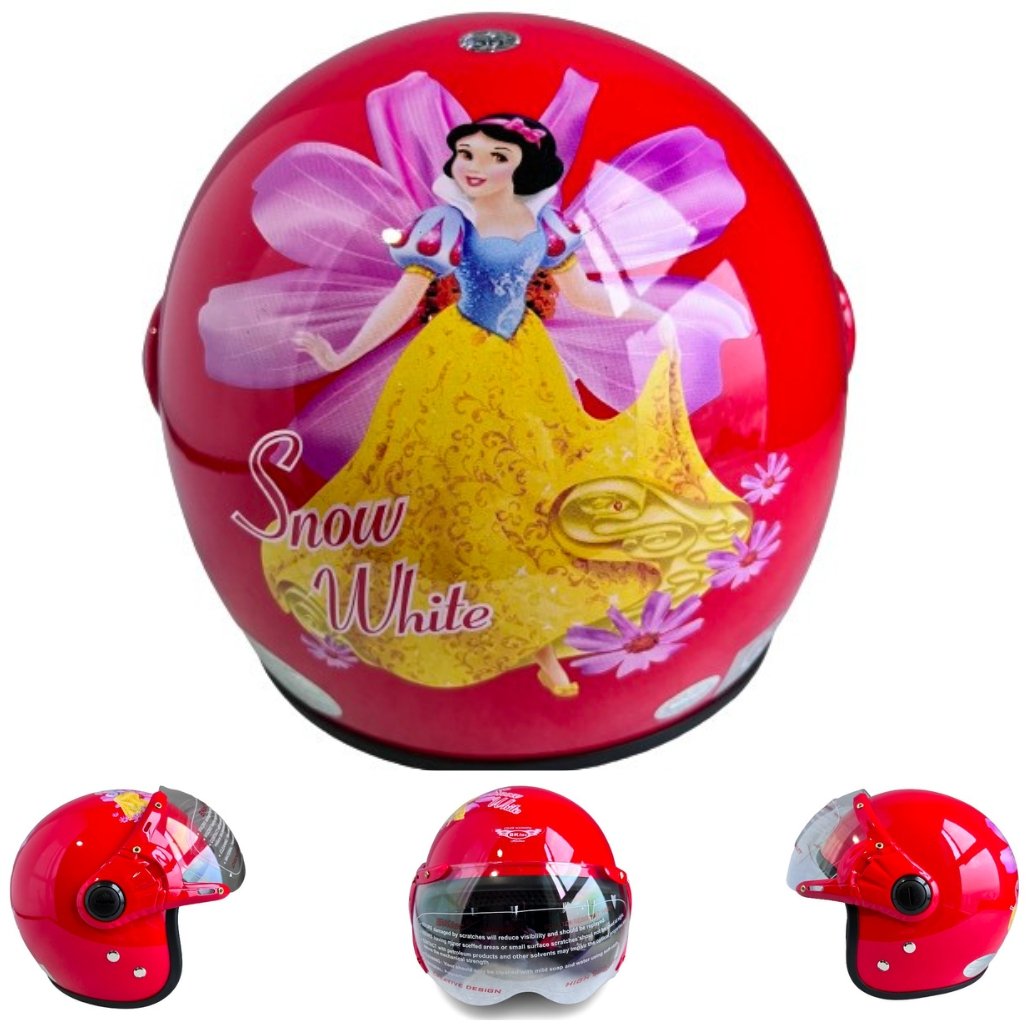 Mũ bảo hiểm trẻ em trùm 3/4 đầu dành cho bé từ 4 đến 8 tuổi - Vòng đầu 50-52cm - Phù hợp với bé nặng dưới 25kg - BKtec BK32 – Đỏ Snow White - Hàng chính hãng - Bảo hành 12 tháng