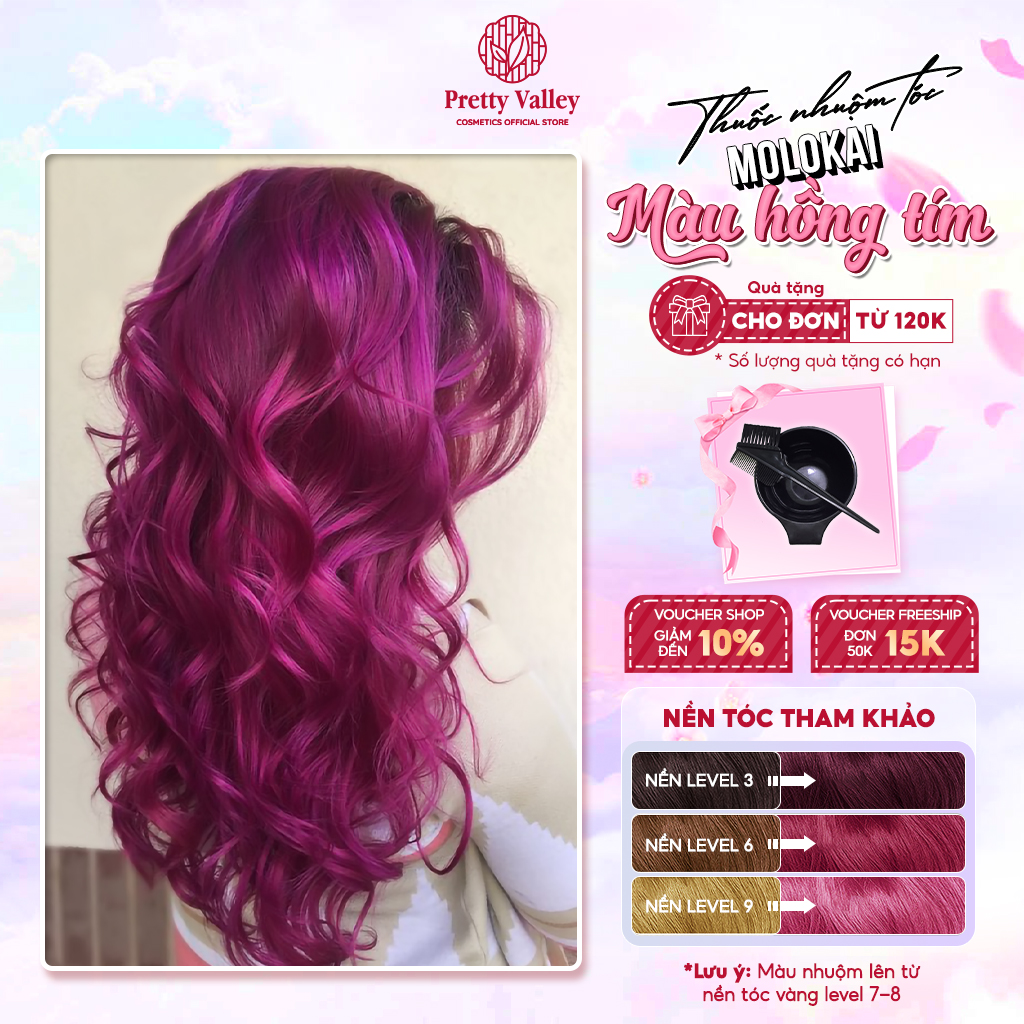 Thuốc nhuộm tóc màu HỒNG TÍM Molokai siêu dưỡng, nhuộm tóc an toàn tại nhà lên màu chuẩn  - Pretty Valley Hair