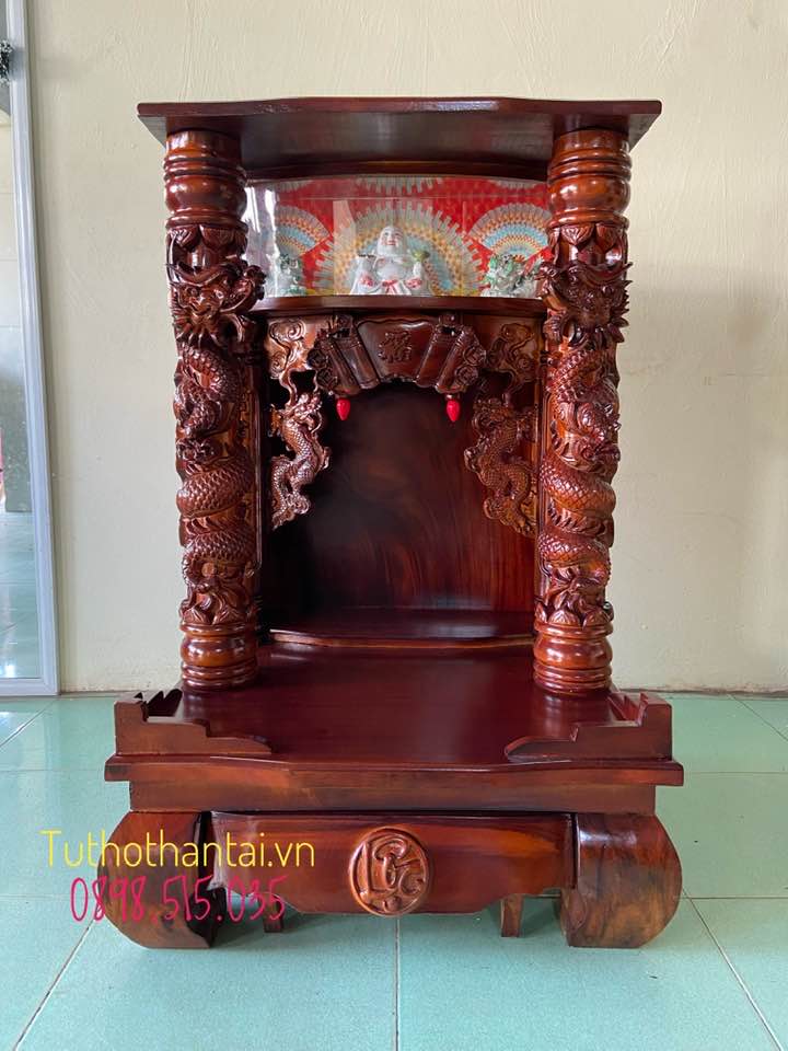 Bàn thờ thần tài ông địa mẫu rồng cuộn cao cấp 68 x 68 x 107cm