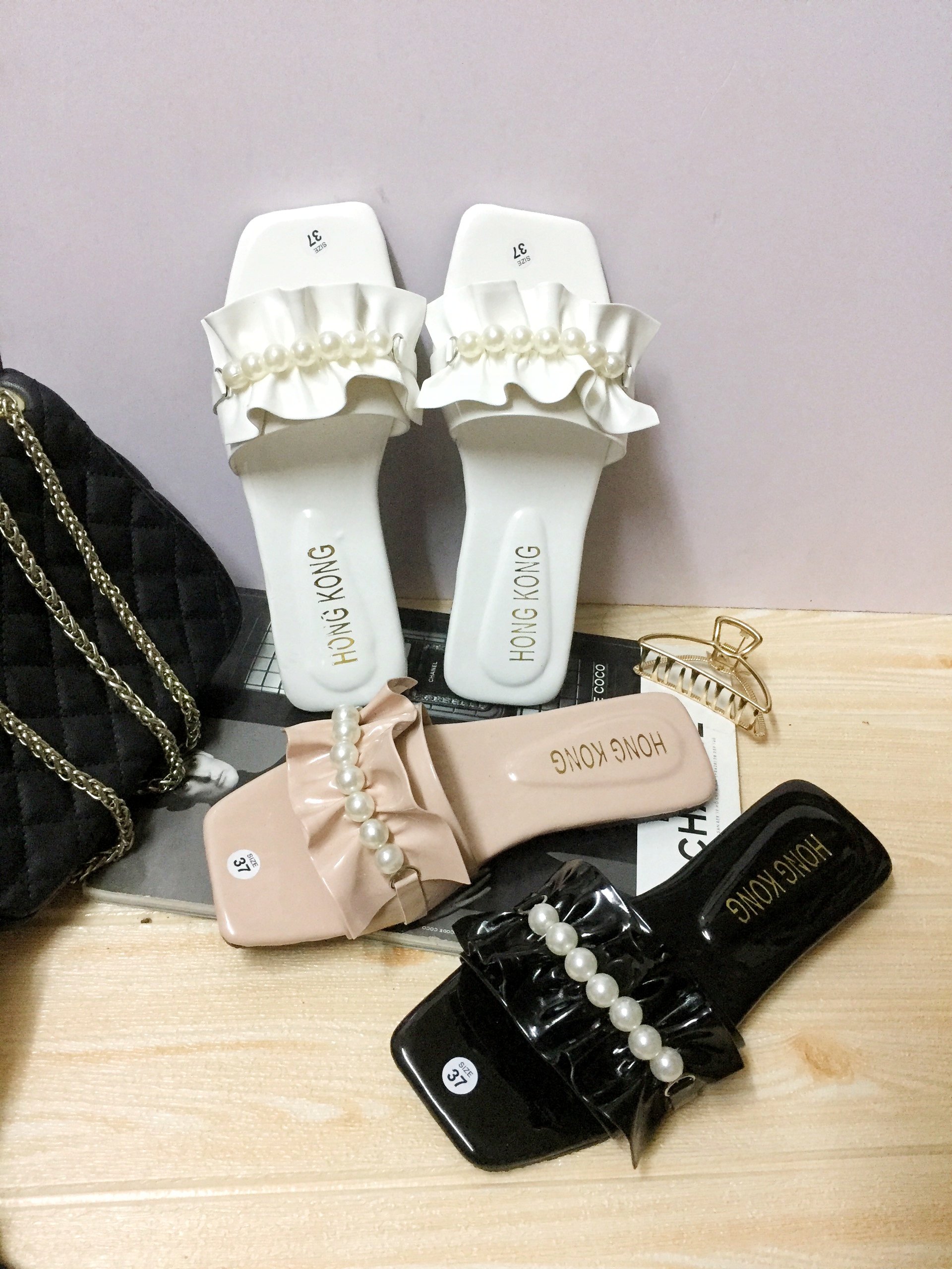 Dép nữ hạt châu bling bling bèo nhúng cực xinh