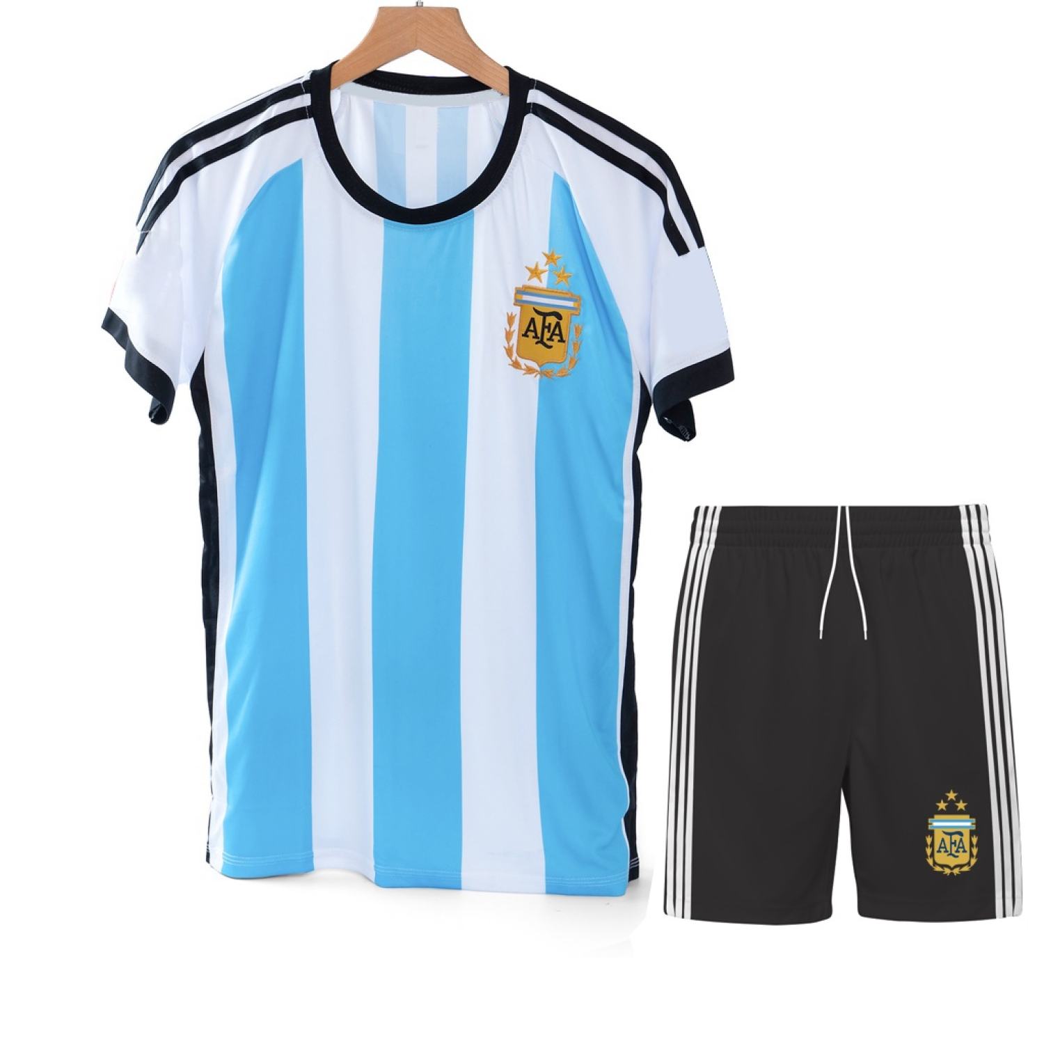 Áo tuyển argentina wc 2022 , 3 sao ngực áo, sau lưng có sọc trắng xanh