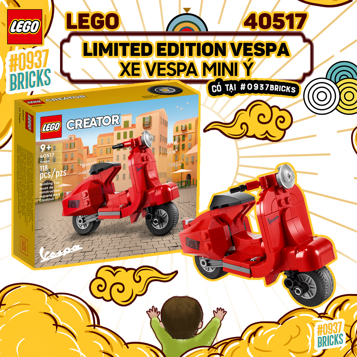 Sẵn hàng lego 40517 vespa đỏ mini phiên bản đặc biệt