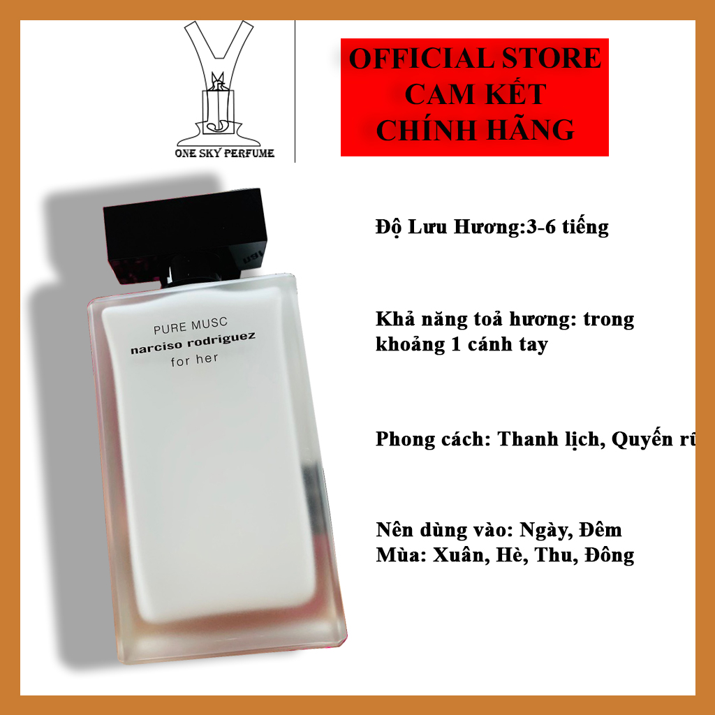 Nước Hoa Nữ Cao Cấp Narsico Rodriguez For Her Pure Musc hàng chính hãng mang sự thanh lịch quý phái cho mọi quý cô độ bám tỏa quanh người