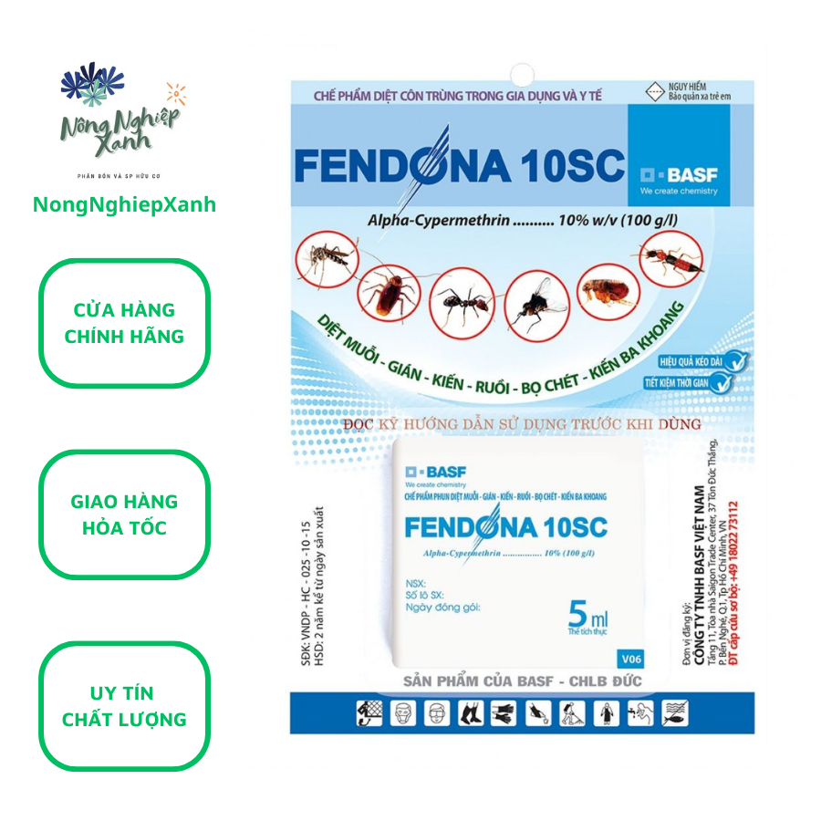 Fendona 10sc 5ml diệt muỗi, kiến, gián, ruồi, bọ chét, kiến ba khoang