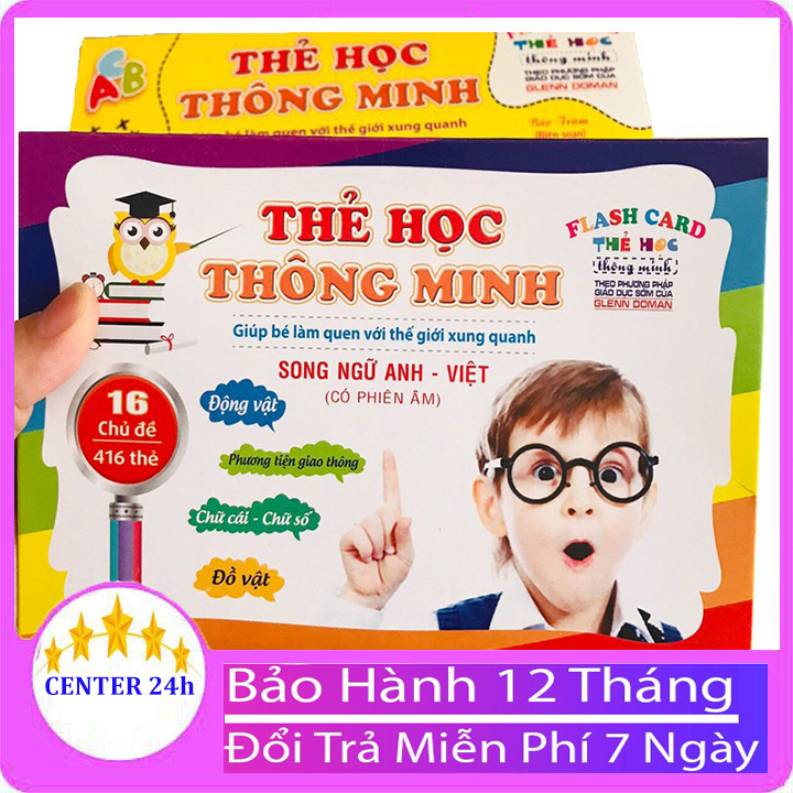 Thẻ học thông minh 16 chủ đề - bộ thẻ học 16 chủ đề 416 thẻ - bộ 416 thẻ học thông minh chobé - bộ 416 thẻ học song ngữ