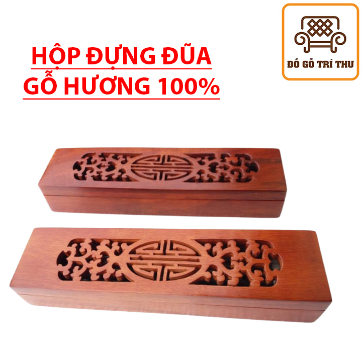 Hộp đựng đũa gỗ Hương chạm khắc tinh tế sang trọng