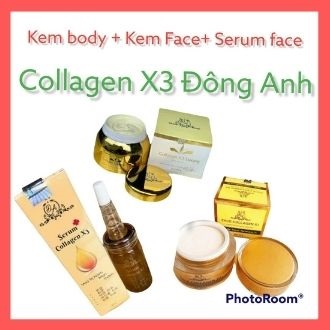 Bộ 3 sản phẩm kem duong trang body + kem duong trang facee + serumm facee collagenn x3 dong anh min8668