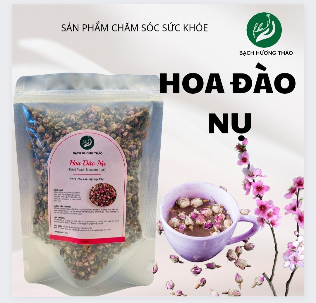 NỤ HOA ĐÀO - DRIED PEACH BLOSSOM BUDS, trà hoa sấy khô detox thảo mộc, bạch hương thảo