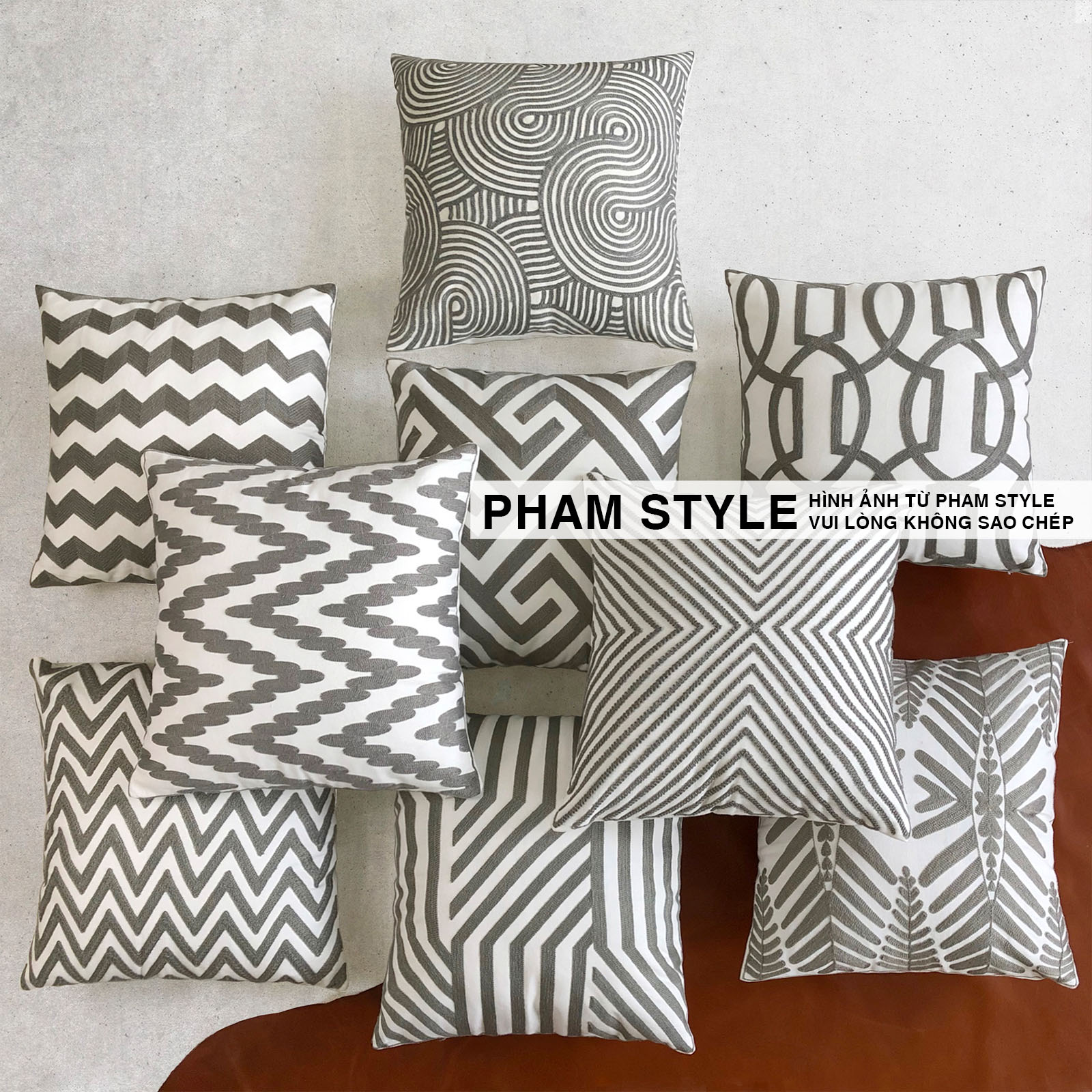 Gối sofa embroider pham style